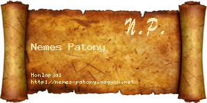 Nemes Patony névjegykártya
